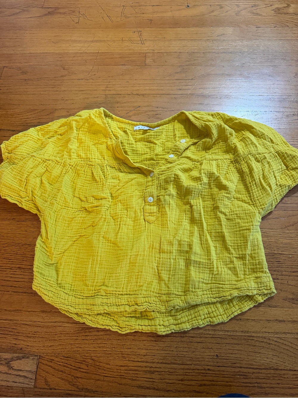 Xirena Women's Mustard Yellow Cotton Gauze Button-Front Top